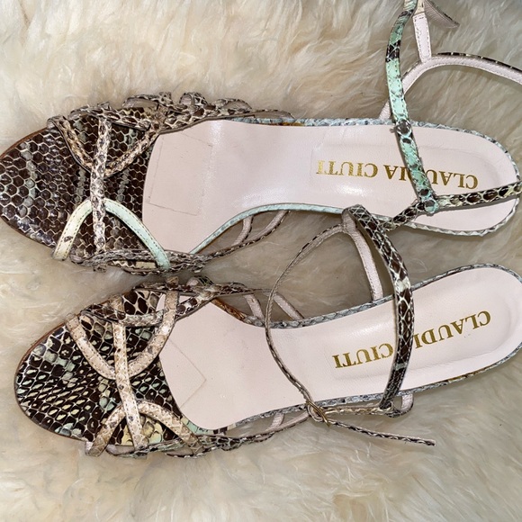 Claudia Ciuti Snakeskin Strappy Stiletto Heels - Picture 5 of 11